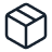 A simple black and white cube icon on a transparent background representing a shipping box.