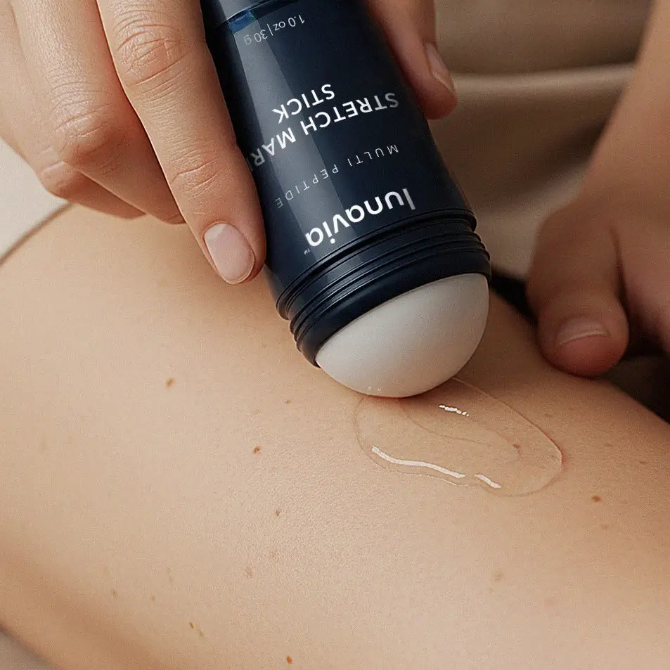 Lunavia™ Stretch Mark Stick being applied to skin with smooth glide